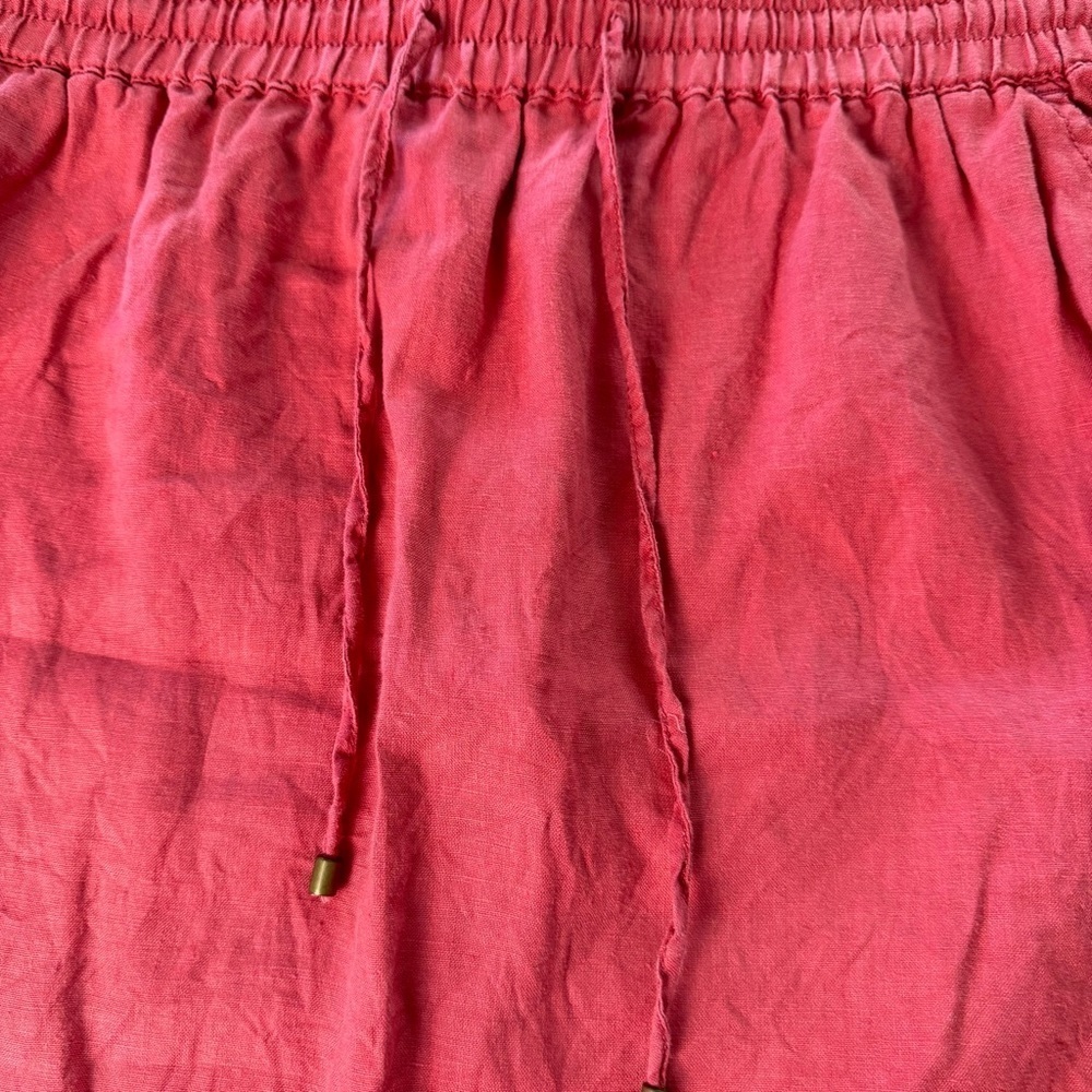 Willi Smith Coral 100% Linen Skirt Size Large Pockets Drawstring Waist - Picture 3 of 9